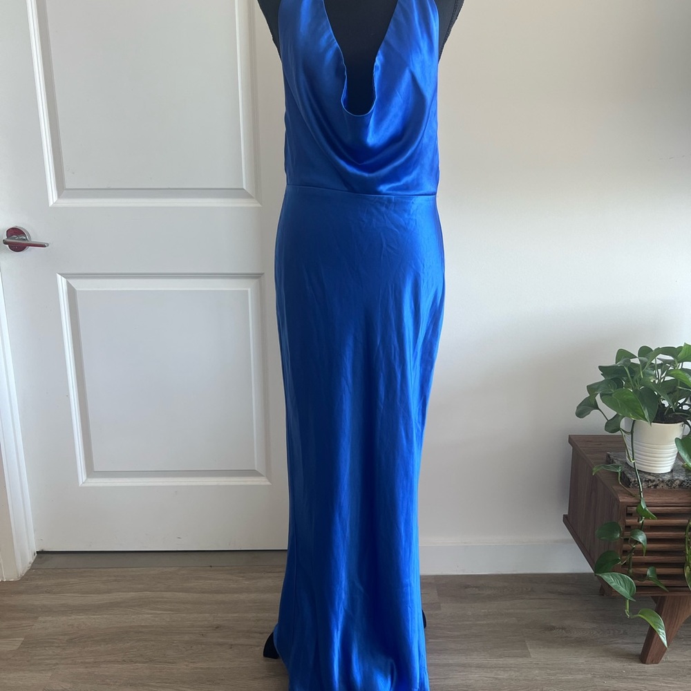 Satin halter backless maxi dress